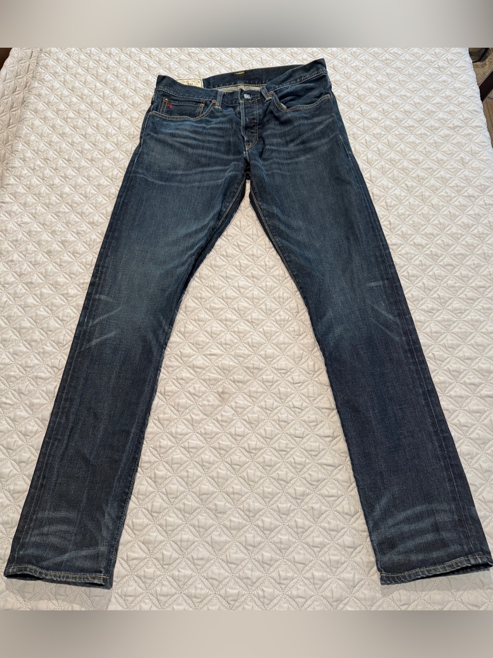 Polo Ralph Lauren Jeans Mens 31x32 Blue Sullivan Slim Button Whiskers Honeycomb